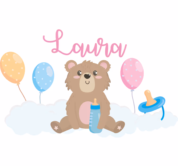 Childrens blind cute bear for girl with name - TenStickers