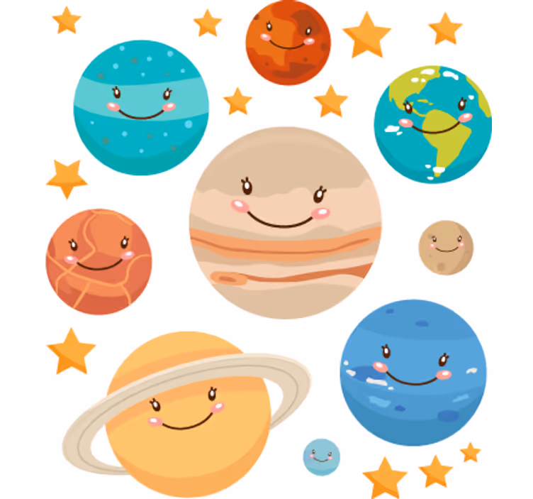 Childrens blind solar system planet stickers - TenStickers