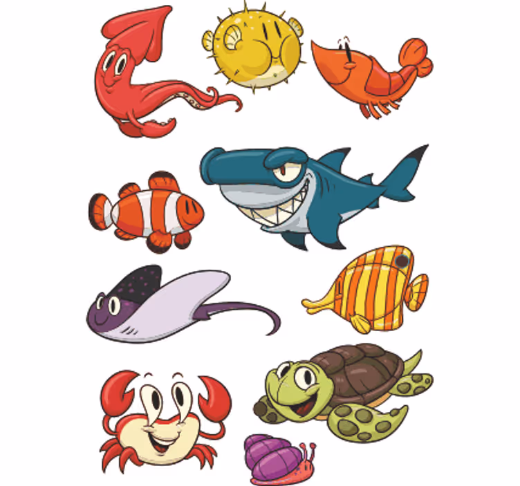 Childrens blind colorful fish pack - TenStickers
