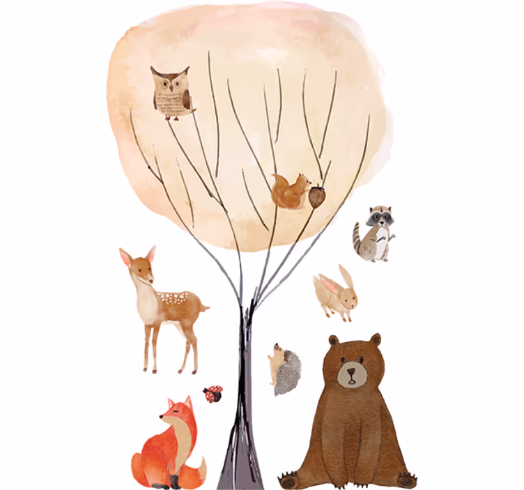 Childrens blind forest animals and tree design - TenStickers
