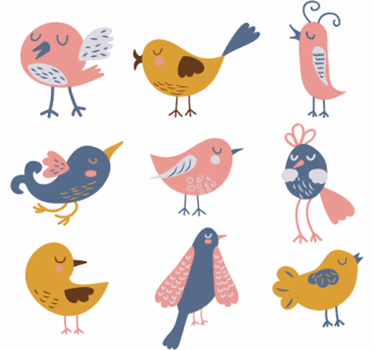 Children's blind nine bird sticker - TenStickers