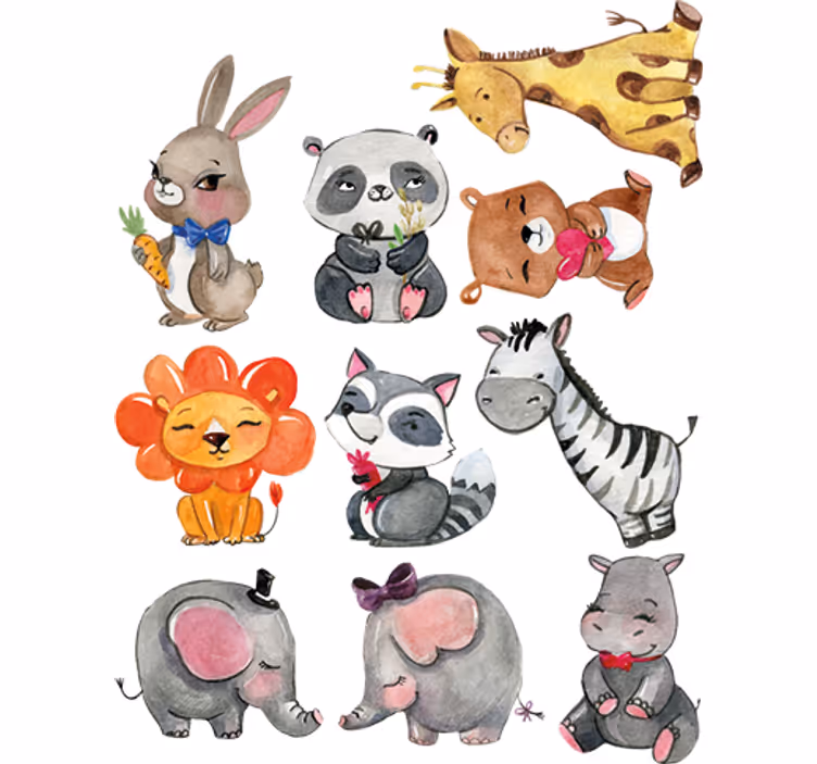 Childrens blind jungle animal sticker sheet - TenStickers