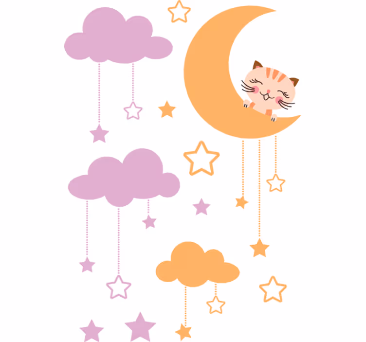 Childrens blind moon cat sticker - TenStickers