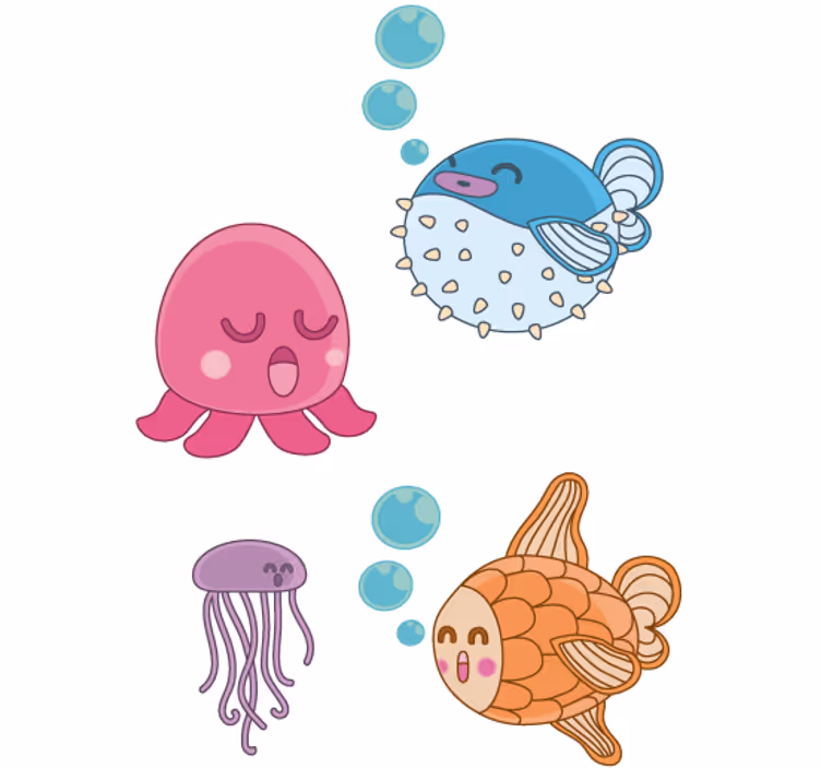 Childrens blind fish illustration sticker - TenStickers
