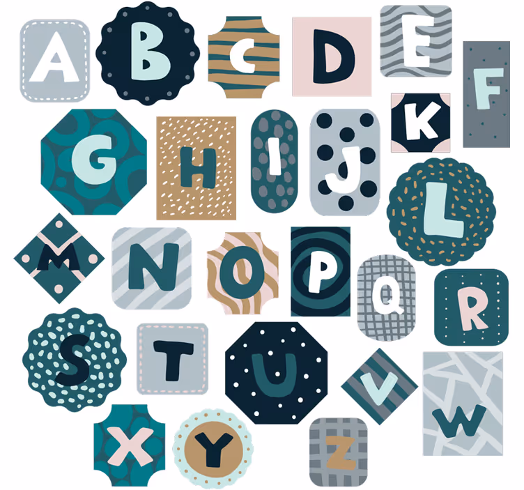 Childrens blind with alphabet nordic style stickers - TenStickers