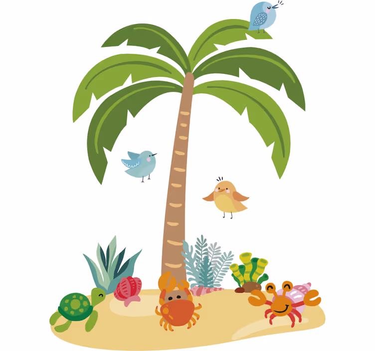 Childrens blind with palm trees and sea animals - TenStickers