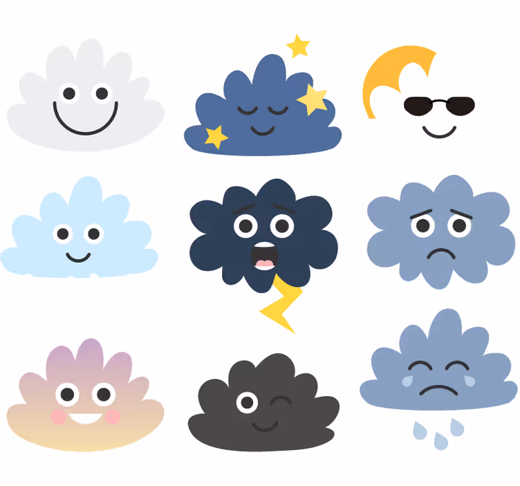 Childrens blind with faces in clouds - TenStickers