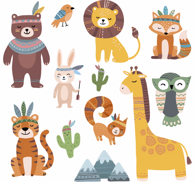 Childrens blind with funny tribal animals - TenStickers