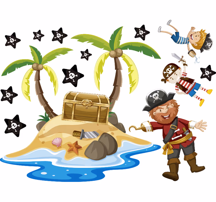 Childrens blind pirates and palm trees - TenStickers