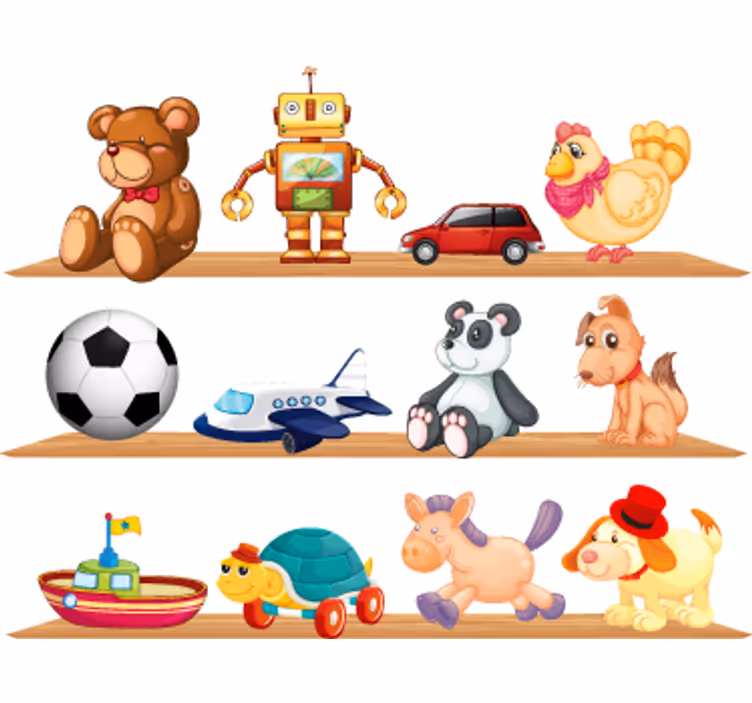 Childrens blind shelves filled with toys - TenStickers