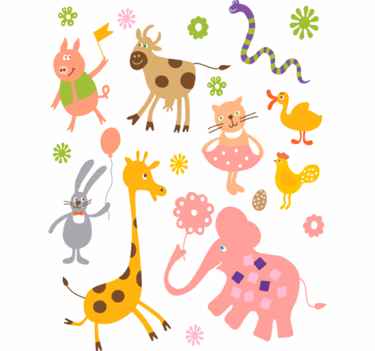 Childrens blind animal drawing stickers - TenStickers