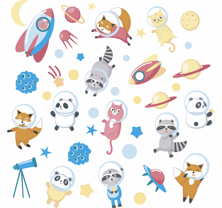Childrens blind animals in space - TenStickers