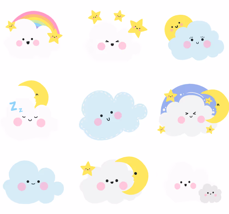 Childrens blind white and blue clouds - TenStickers