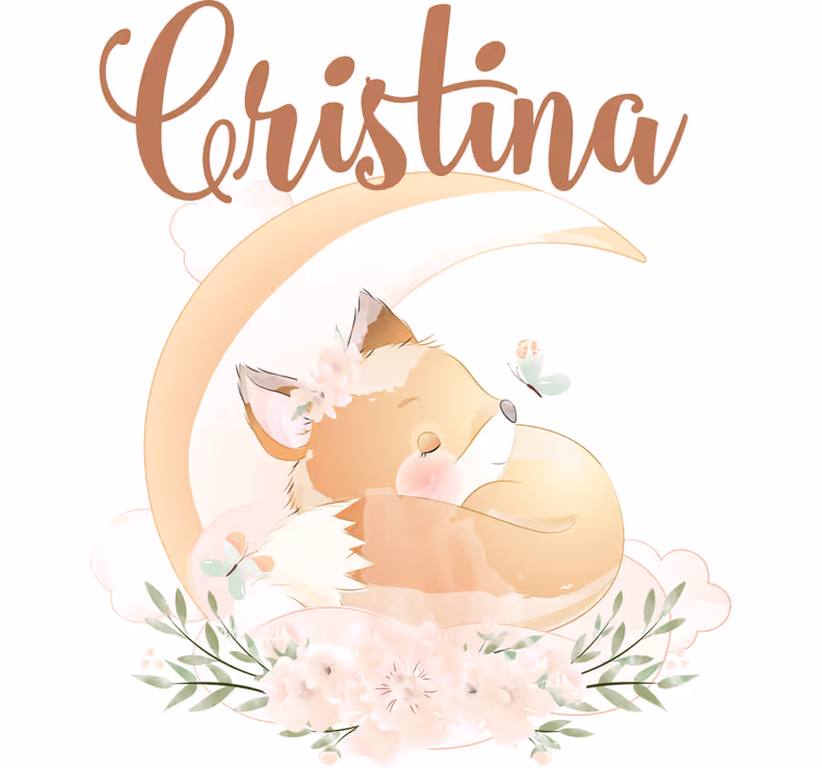 Childrens blind cute fox design for girl with name - TenStickers