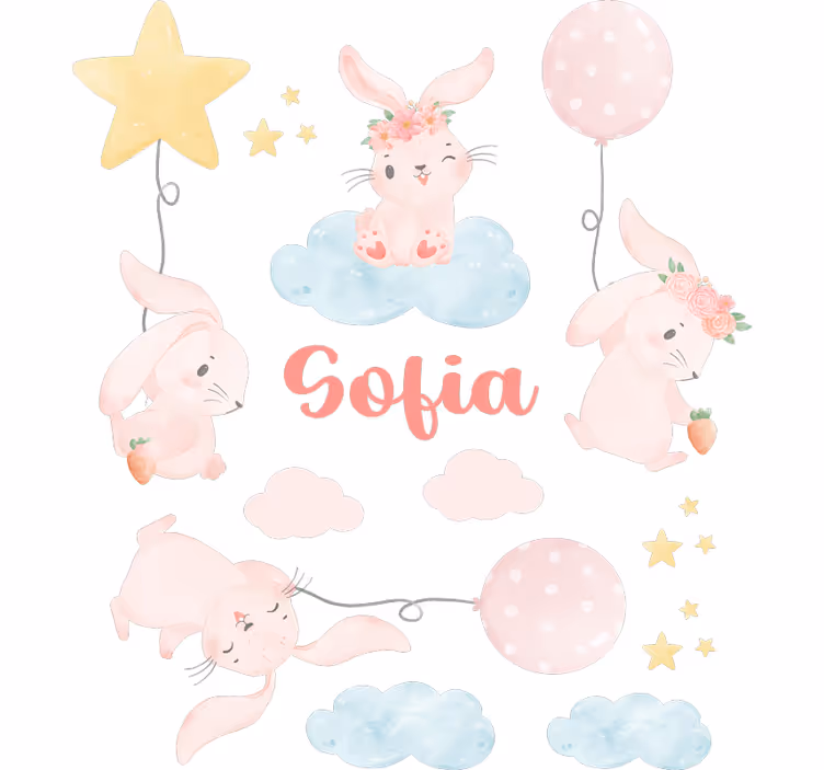 Childrens blind with pink balloons and bunnies - TenStickers