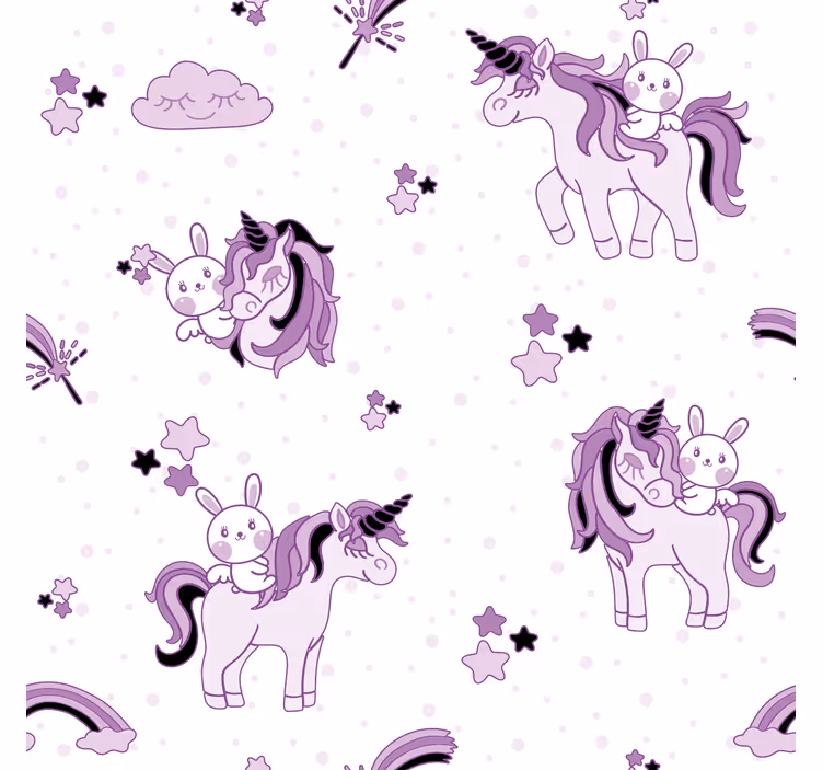 Children's blind featuring unicorns and rabbits among stars - TenStickers