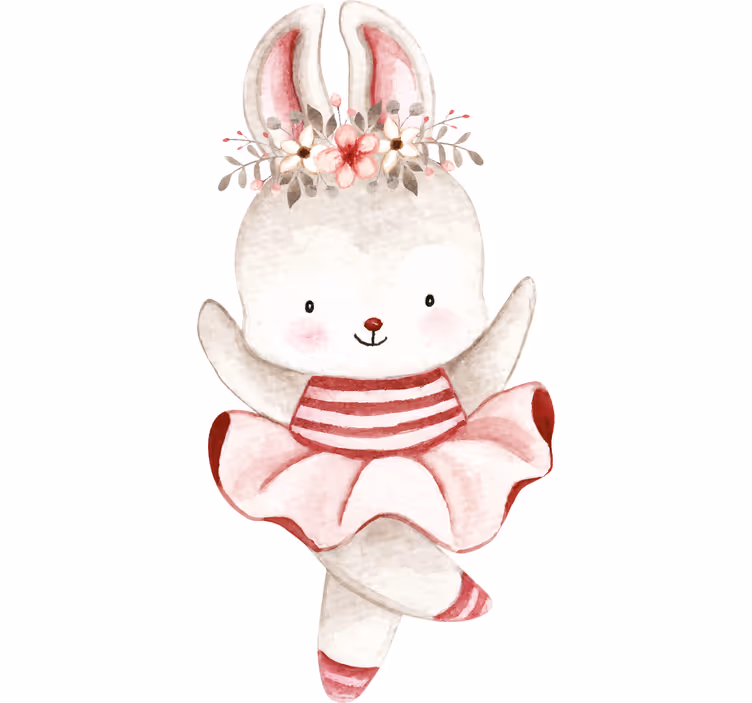 Childrens blind rabbit ballerina in roses - TenStickers