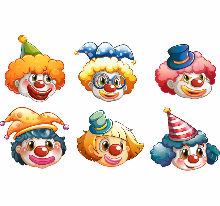 Childrens blind colorful clown faces - TenStickers