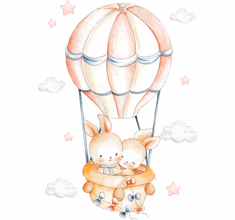 Childrens blind bunny hot air balloon - TenStickers