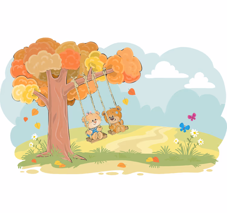 Teddy bears in woodland childrens blind - TenStickers