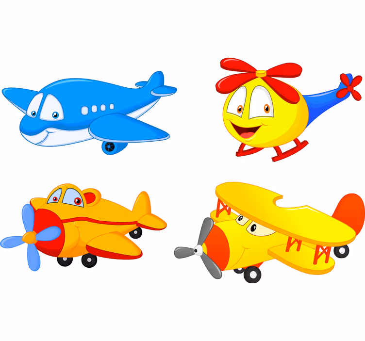 Childrens blind featuring faces of planes and helicopters - TenStickers