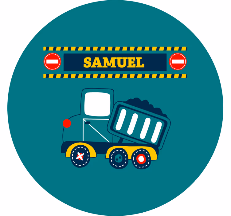 Childrens blind personalised construction truck - TenStickers
