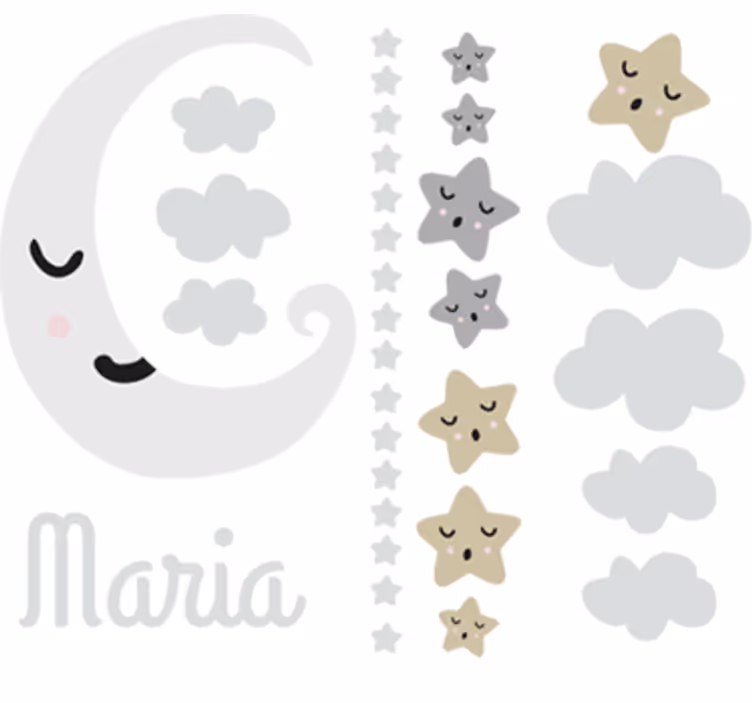 Childrens blind customizable moon and stars decal - TenStickers