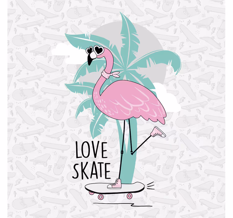 Childrens blind with hand drawn skating flamingo - TenStickers