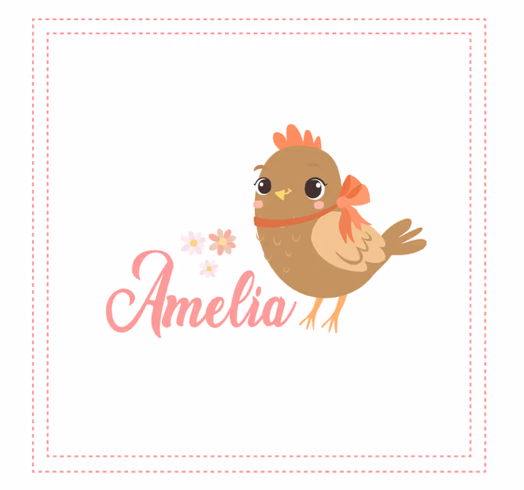 Childrens blind chick with ribbon and name quadres 3 - TenStickers