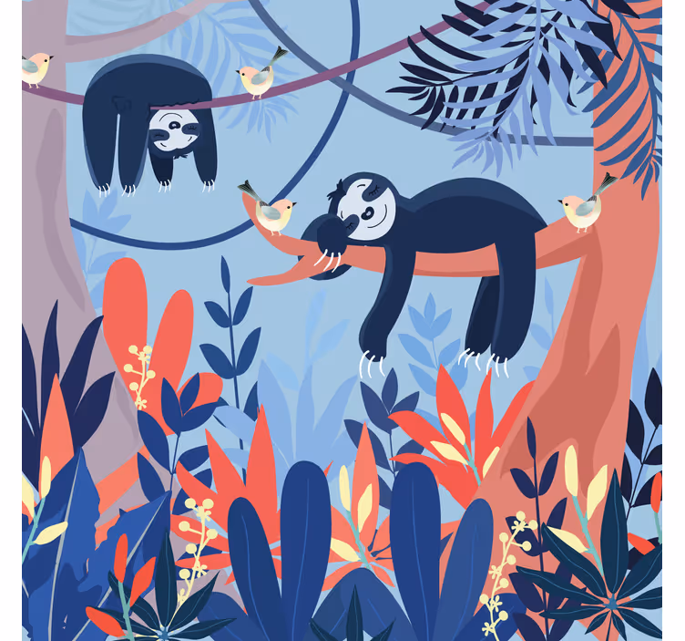 Childrens blind featuring sleeping animals in forest - TenStickers