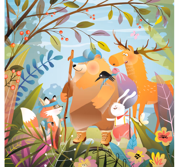 Childrens blind animal friends in forest - TenStickers