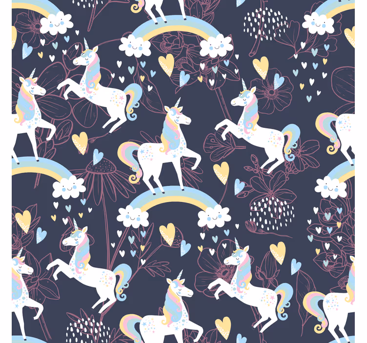 Childrens blind with pink unicorn floral design - TenStickers