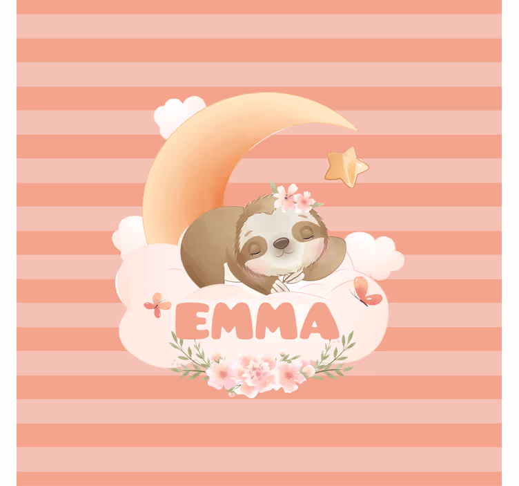 Childrens blind cute sloth animal with name - TenStickers
