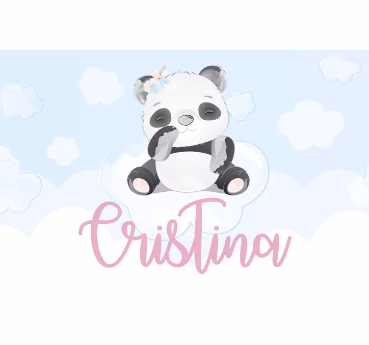 Children's blind cute panda for girl with name - TenStickers