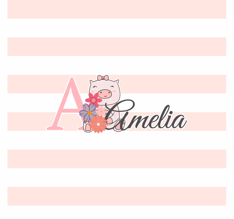 Childrens blind cute animals piggy with name - TenStickers