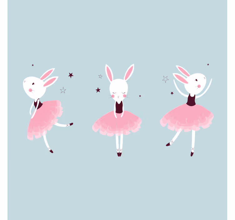 Children's blind rabbit ballerina in roses - TenStickers
