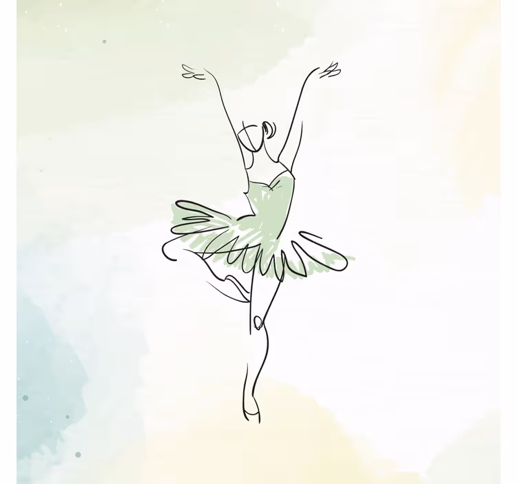 Childrens blind ballerina in pose line art - TenStickers