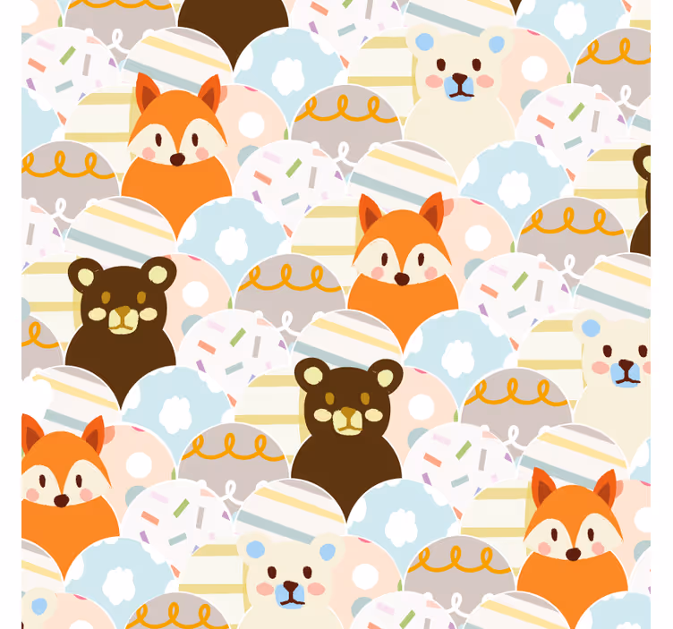Childrens blind featuring patchwork bear and fox design - TenStickers