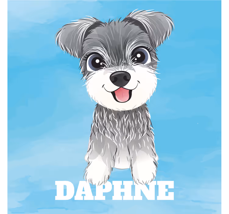 Childrens blind with schnauzer design and name - TenStickers