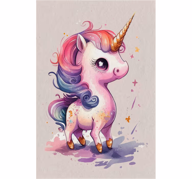 Childrens blind watercolor unicorn - TenStickers