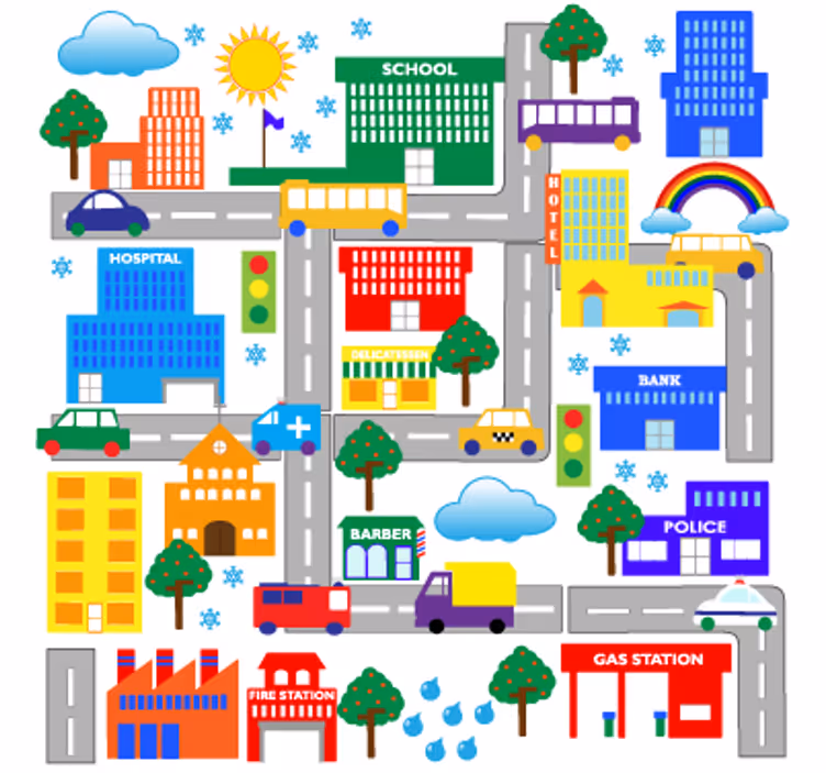 Childrens blind cityscape vinyl for kids - TenStickers