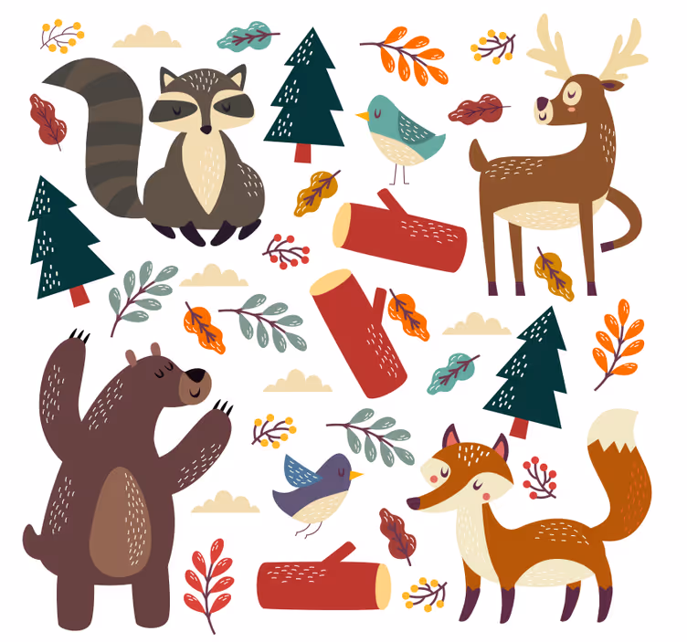 Childrens blind featuring baby animals design - TenStickers