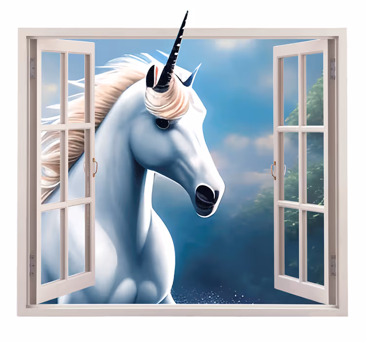 Childrens blind unicorn window - TenStickers
