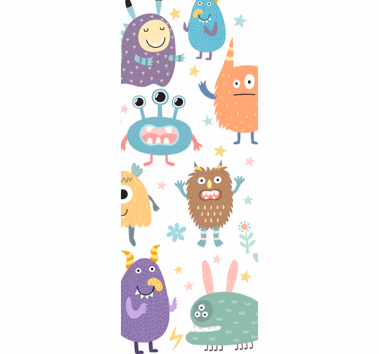Happy monster kids door children's blind - TenStickers