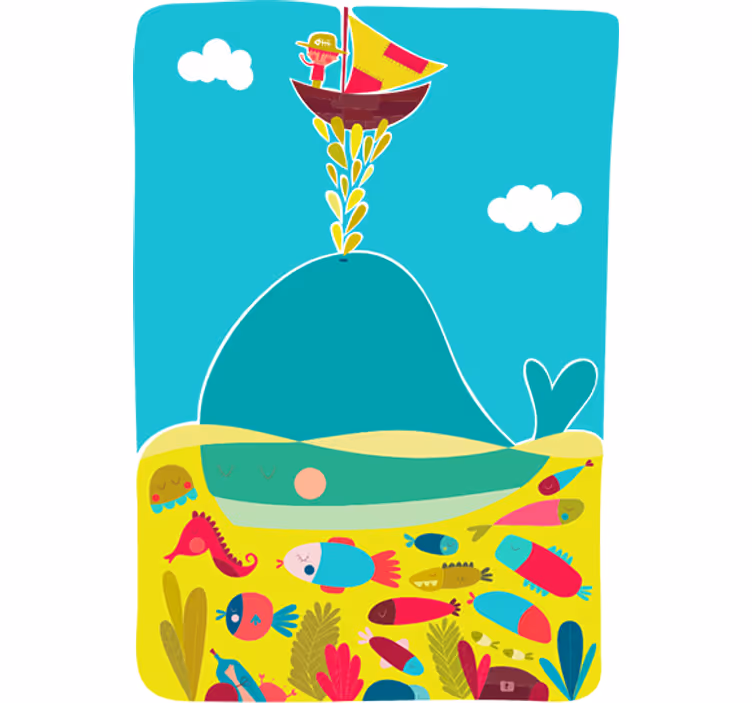 Childrens blind whale mural vinyl design - TenStickers