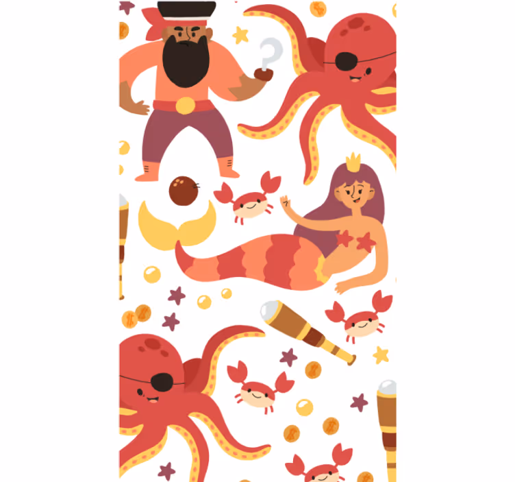 Childrens blind pirate octopus shower curtain - TenStickers