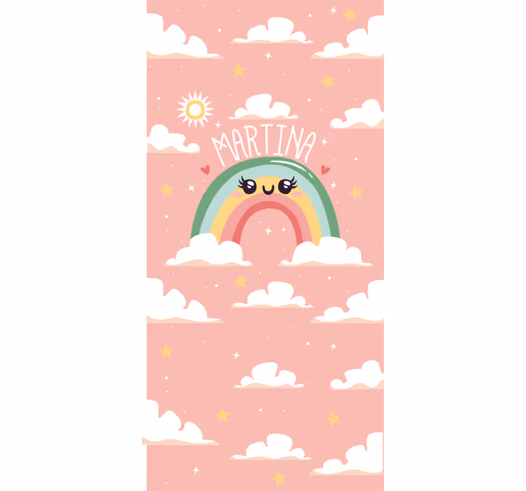 Childrens blind nice rainbow with clouds with name - TenStickers