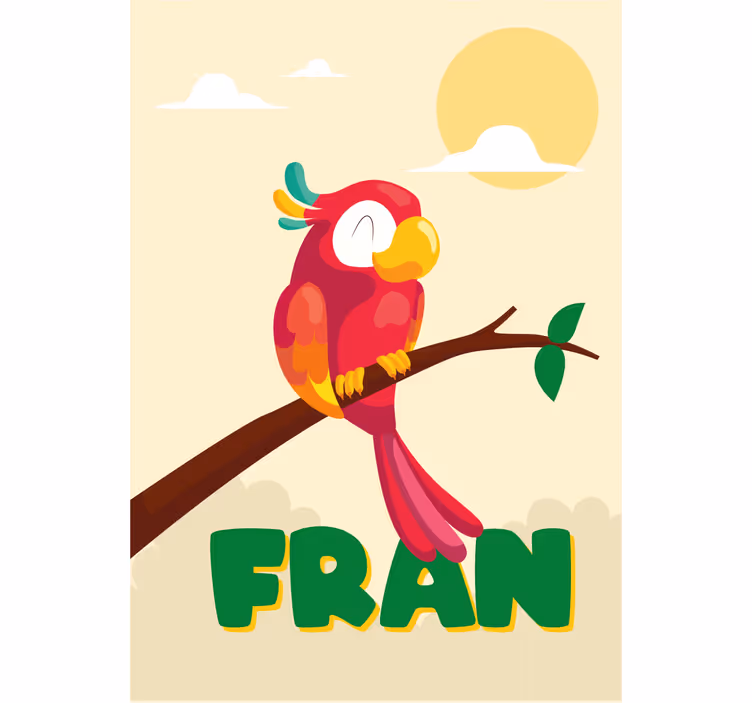 Childrens blind red parrot with name - TenStickers
