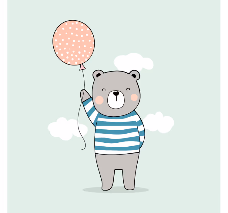 Childrens blind baby bear with balloon - TenStickers