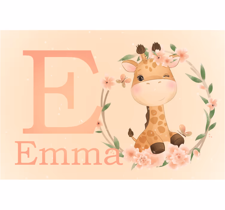 Childrens blind cute giraffe for girl with name - TenStickers